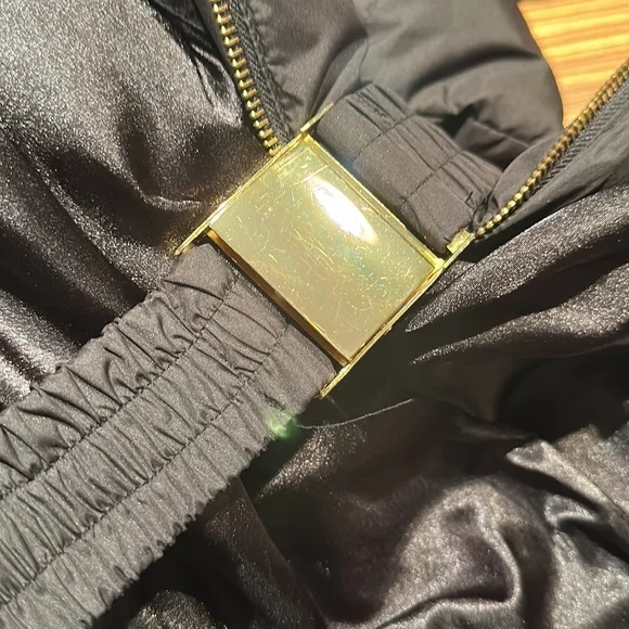 Bebe Women’s belted hooded faux fur puffer jacket - black Small - Picture 7 of 8